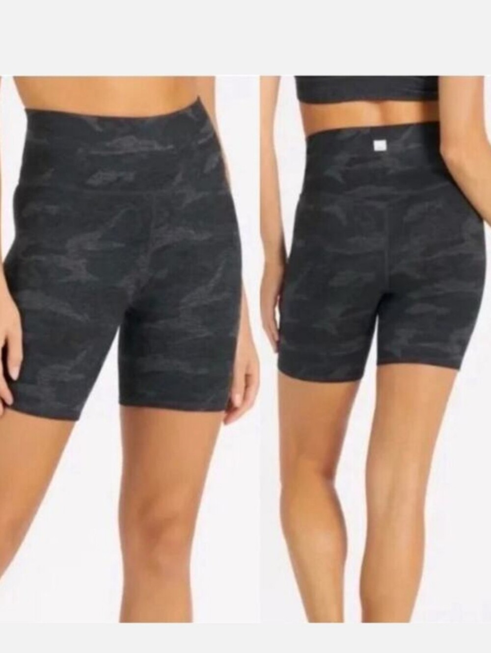 Vuori Women's Grey/Black Camo Print Elevation Shorty Biker Style Shorts SIZE XS